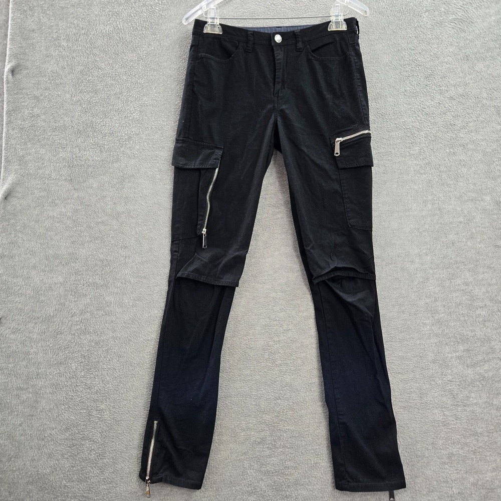 Diesel Men Pants 27 Black Cargo Zip Pockets Low Rise Cotton 31 in Inseam